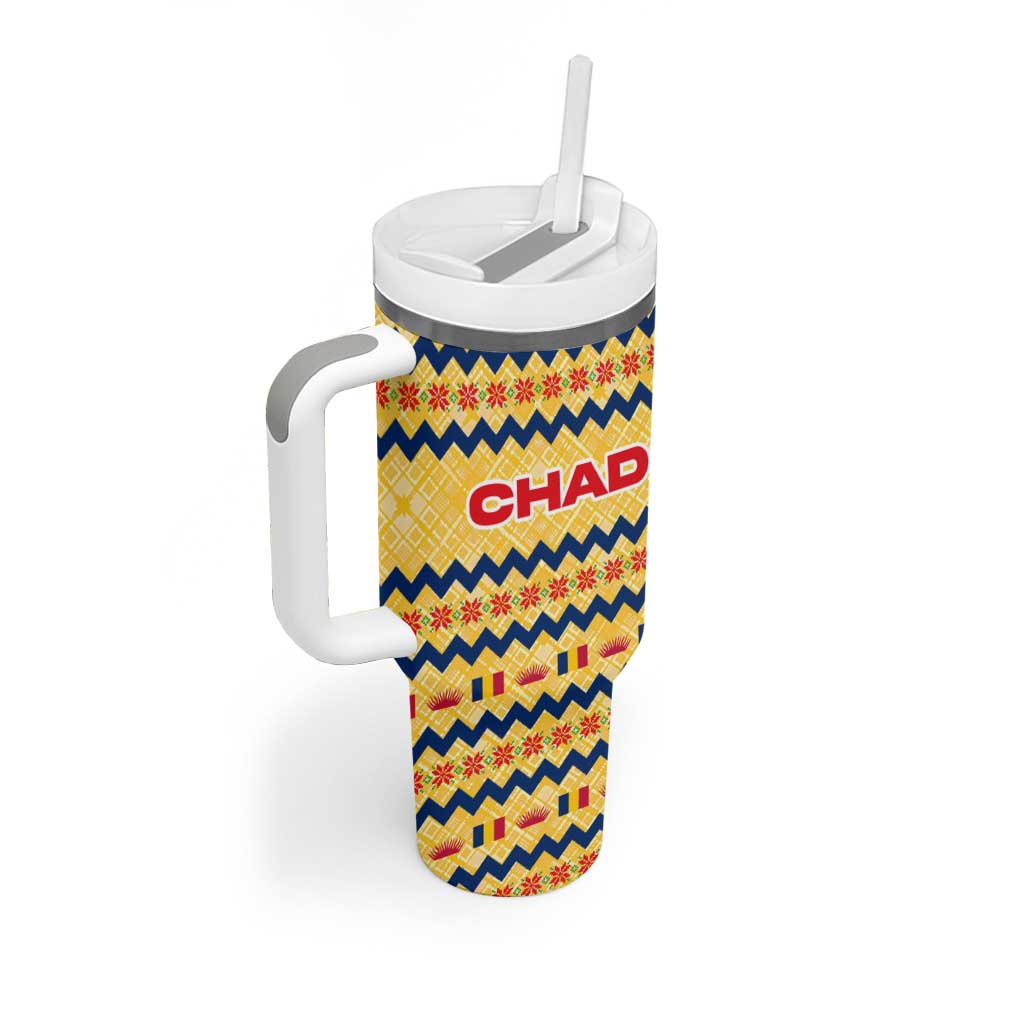 Chad Christmas Tumbler With Handle National Coat of Arms, and Festive Motif - African Pride