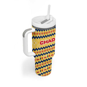 Chad Christmas Tumbler With Handle National Coat of Arms, and Festive Motif - African Pride