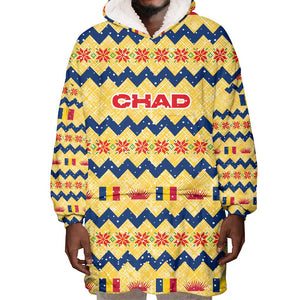 Chad Christmas Wearable Blanket Hoodie National Coat of Arms, and Festive Motif - African Pride