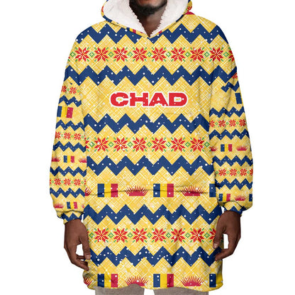 Chad Christmas Wearable Blanket Hoodie National Coat of Arms, and Festive Motif - African Pride