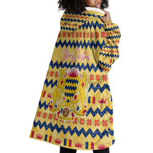 Chad Christmas Wearable Blanket Hoodie National Coat of Arms, and Festive Motif - African Pride