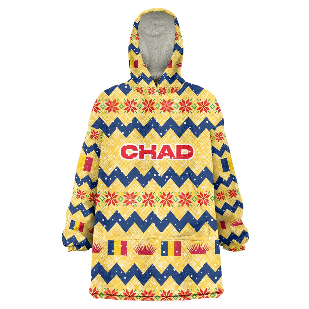 Chad Christmas Wearable Blanket Hoodie National Coat of Arms, and Festive Motif - African Pride