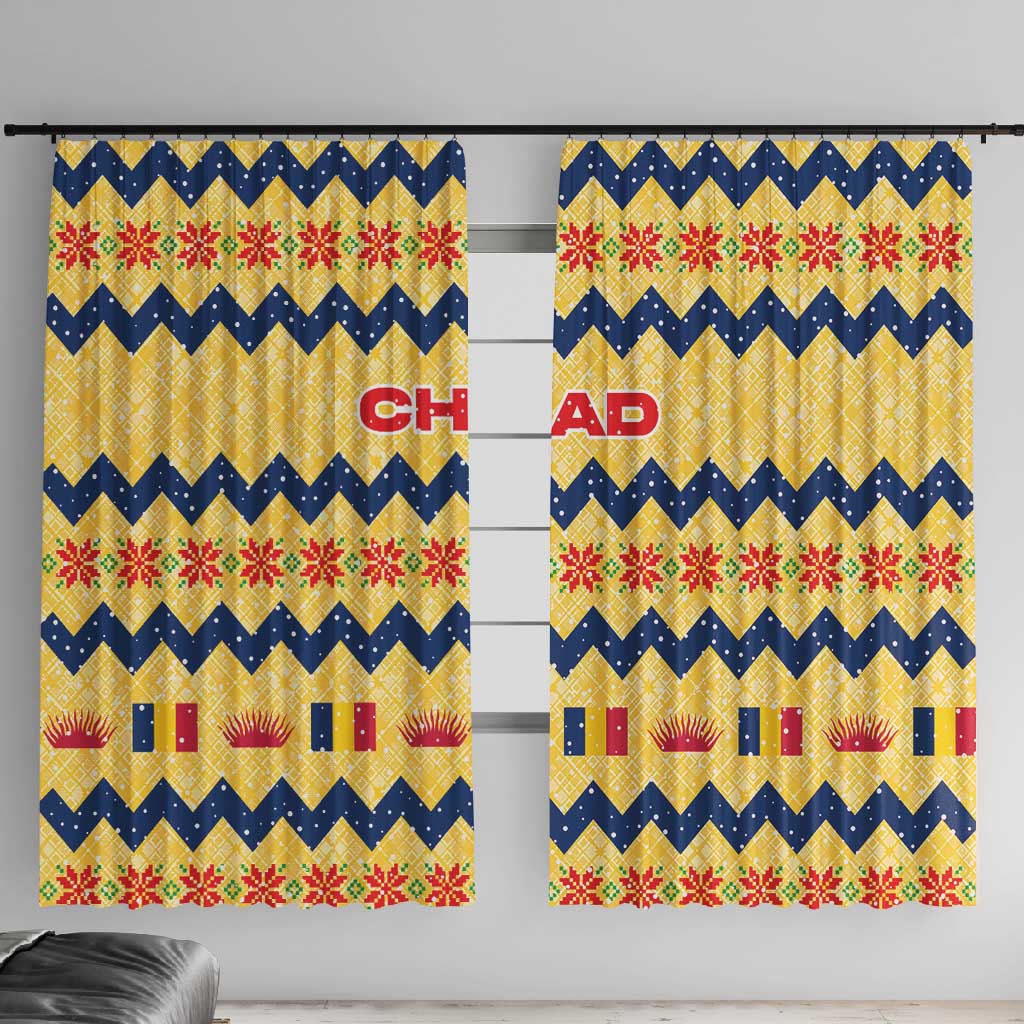 Chad Christmas Window Curtain National Coat of Arms, and Festive Motif - African Pride