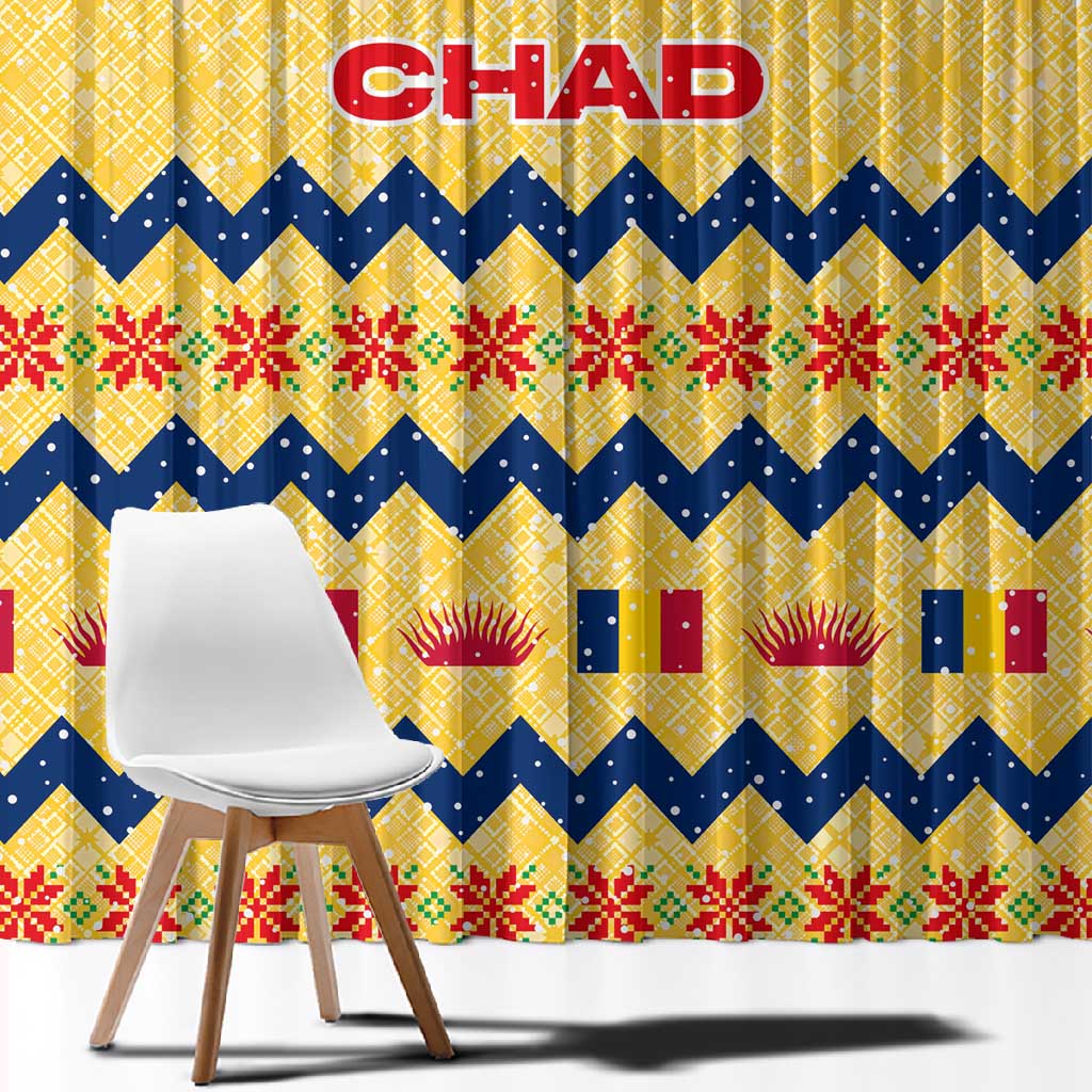 Chad Christmas Window Curtain National Coat of Arms, and Festive Motif - African Pride