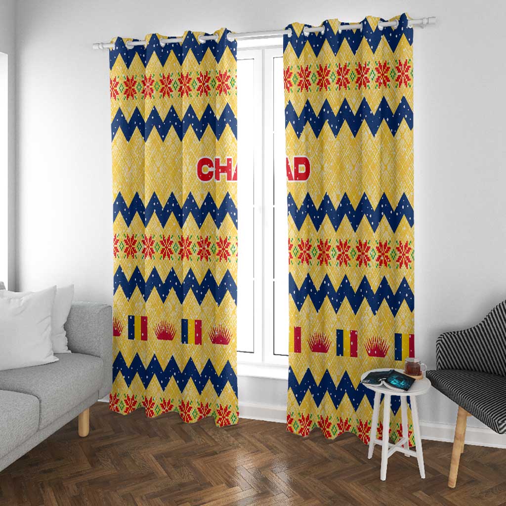 Chad Christmas Window Curtain National Coat of Arms, and Festive Motif - African Pride