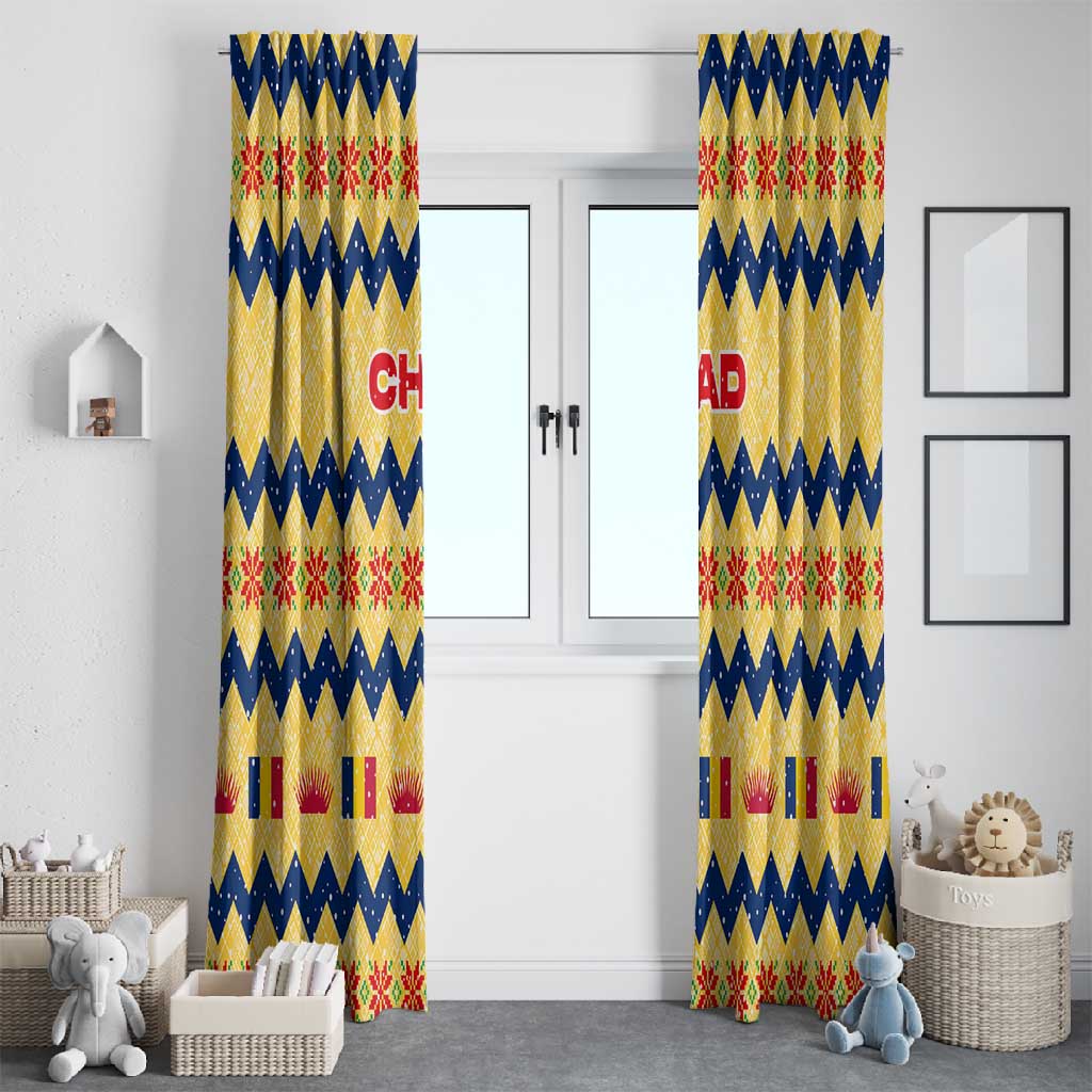 Chad Christmas Window Curtain National Coat of Arms, and Festive Motif - African Pride