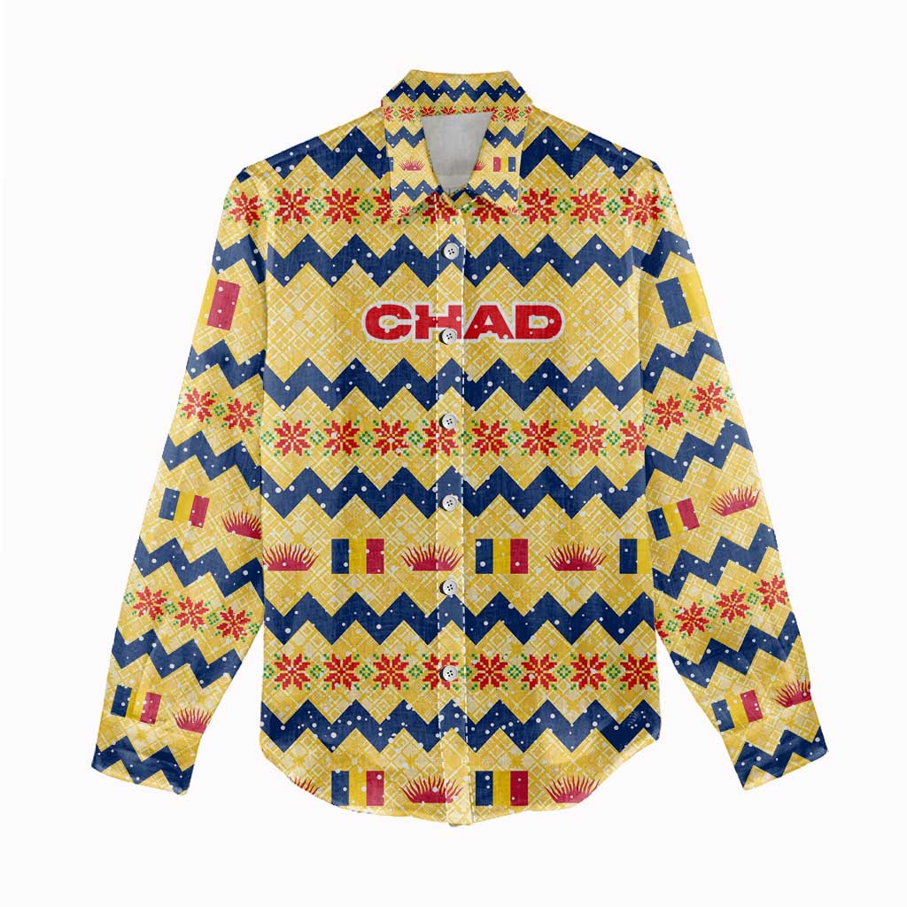 Chad Christmas Women Casual Shirt National Coat of Arms, and Festive Motif - African Pride