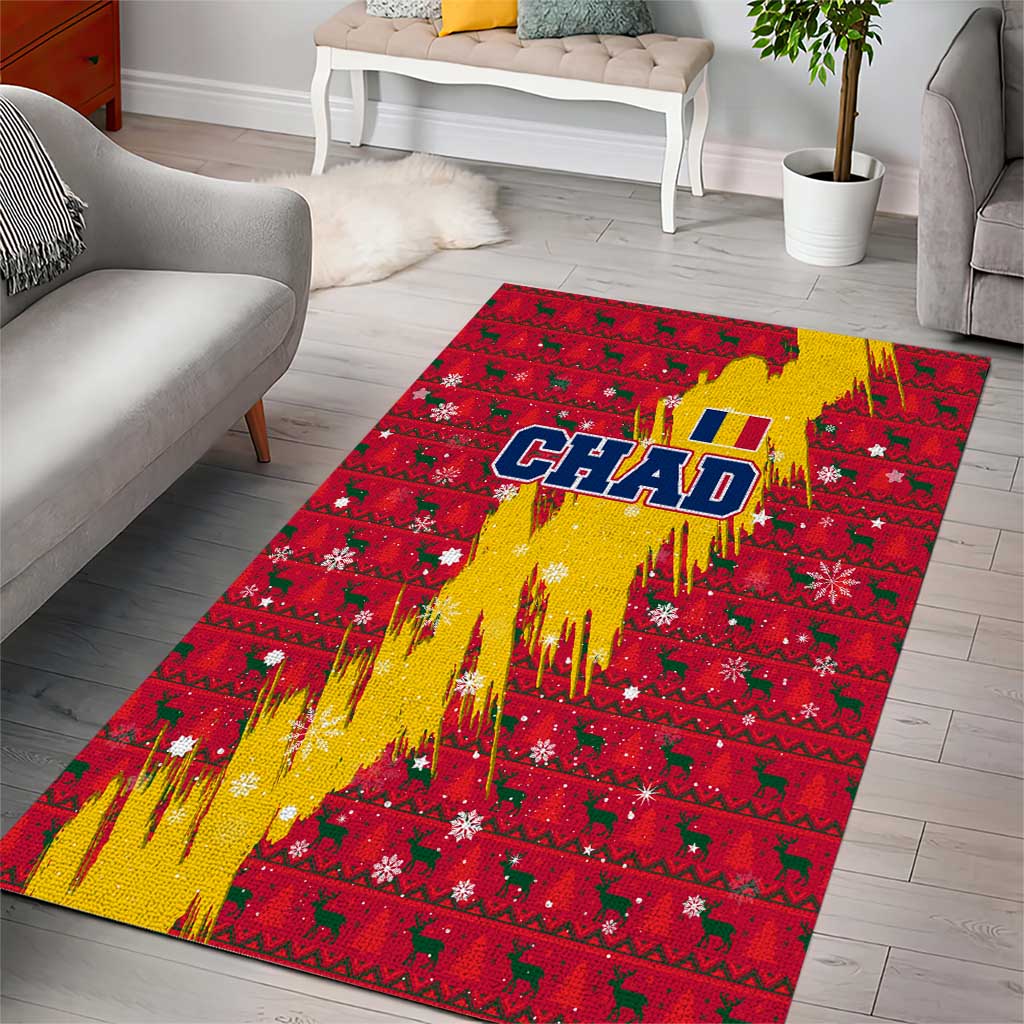Chad Christmas Area Rug National Coat of Arms and Snowflake Accents - African Pride