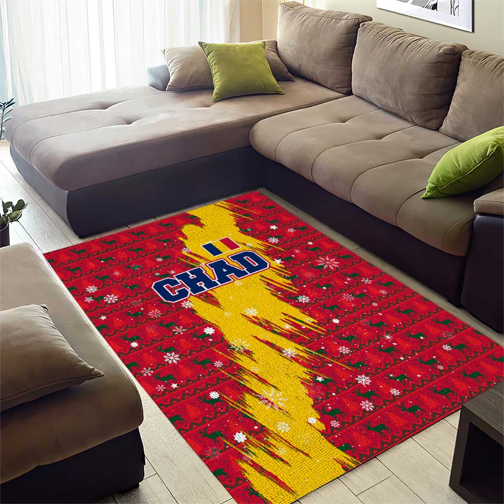 Chad Christmas Area Rug National Coat of Arms and Snowflake Accents - African Pride