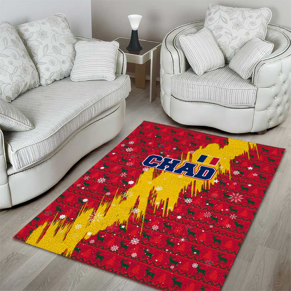Chad Christmas Area Rug National Coat of Arms and Snowflake Accents - African Pride