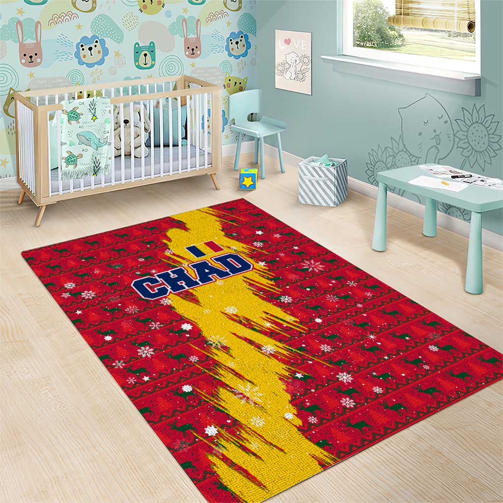 Chad Christmas Area Rug National Coat of Arms and Snowflake Accents - African Pride