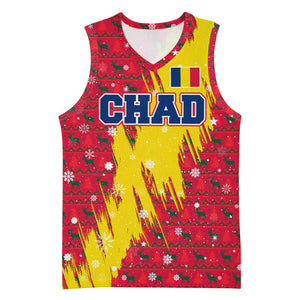 Chad Christmas Basketball Jersey National Coat of Arms and Snowflake Accents - African Pride