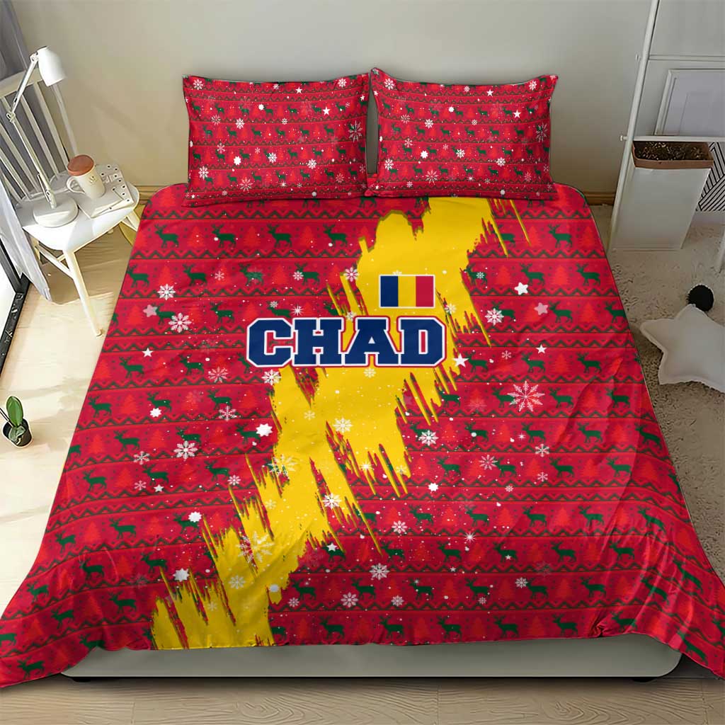Chad Christmas Bedding Set National Coat of Arms and Snowflake Accents - African Pride