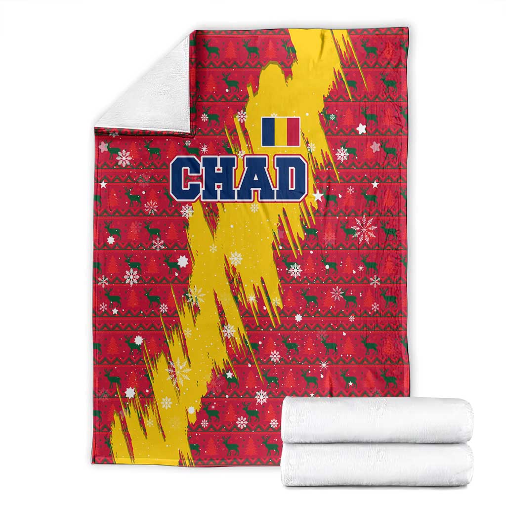 Chad Christmas Blanket National Coat of Arms and Snowflake Accents - African Pride