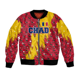 Chad Christmas Bomber Jacket National Coat of Arms and Snowflake Accents - African Pride