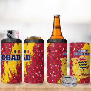 Chad Christmas 4 in 1 Can Cooler Tumbler National Coat of Arms and Snowflake Accents - African Pride