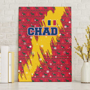 Chad Christmas Canvas Wall Art National Coat of Arms and Snowflake Accents - African Pride