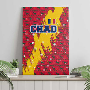 Chad Christmas Canvas Wall Art National Coat of Arms and Snowflake Accents - African Pride