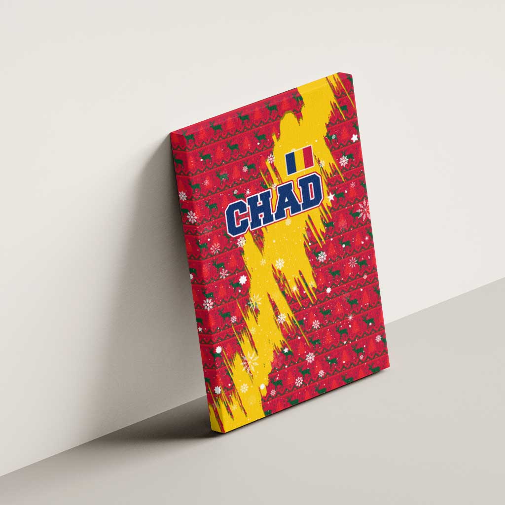 Chad Christmas Canvas Wall Art National Coat of Arms and Snowflake Accents - African Pride