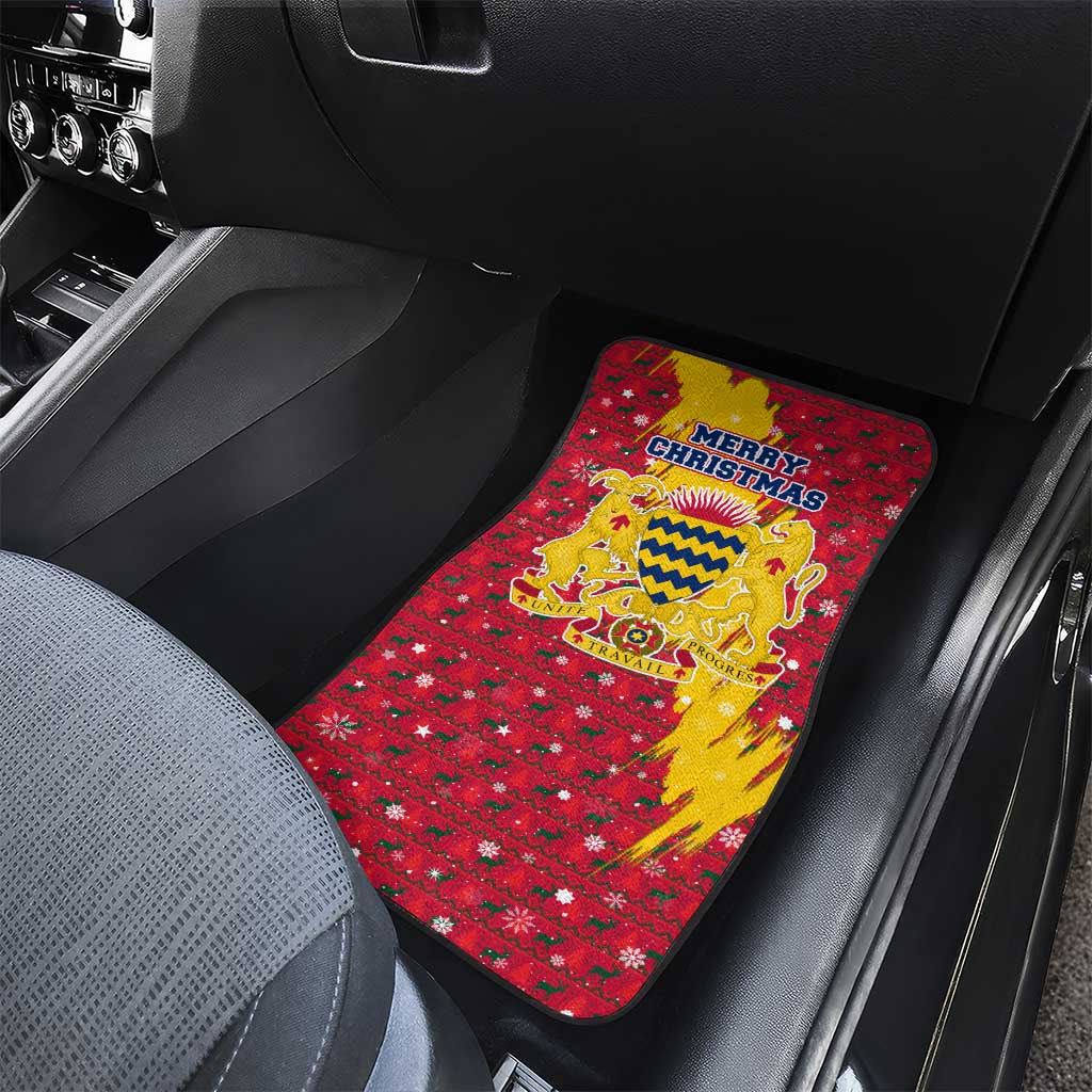 Chad Christmas Car Mats National Coat of Arms and Snowflake Accents - African Pride