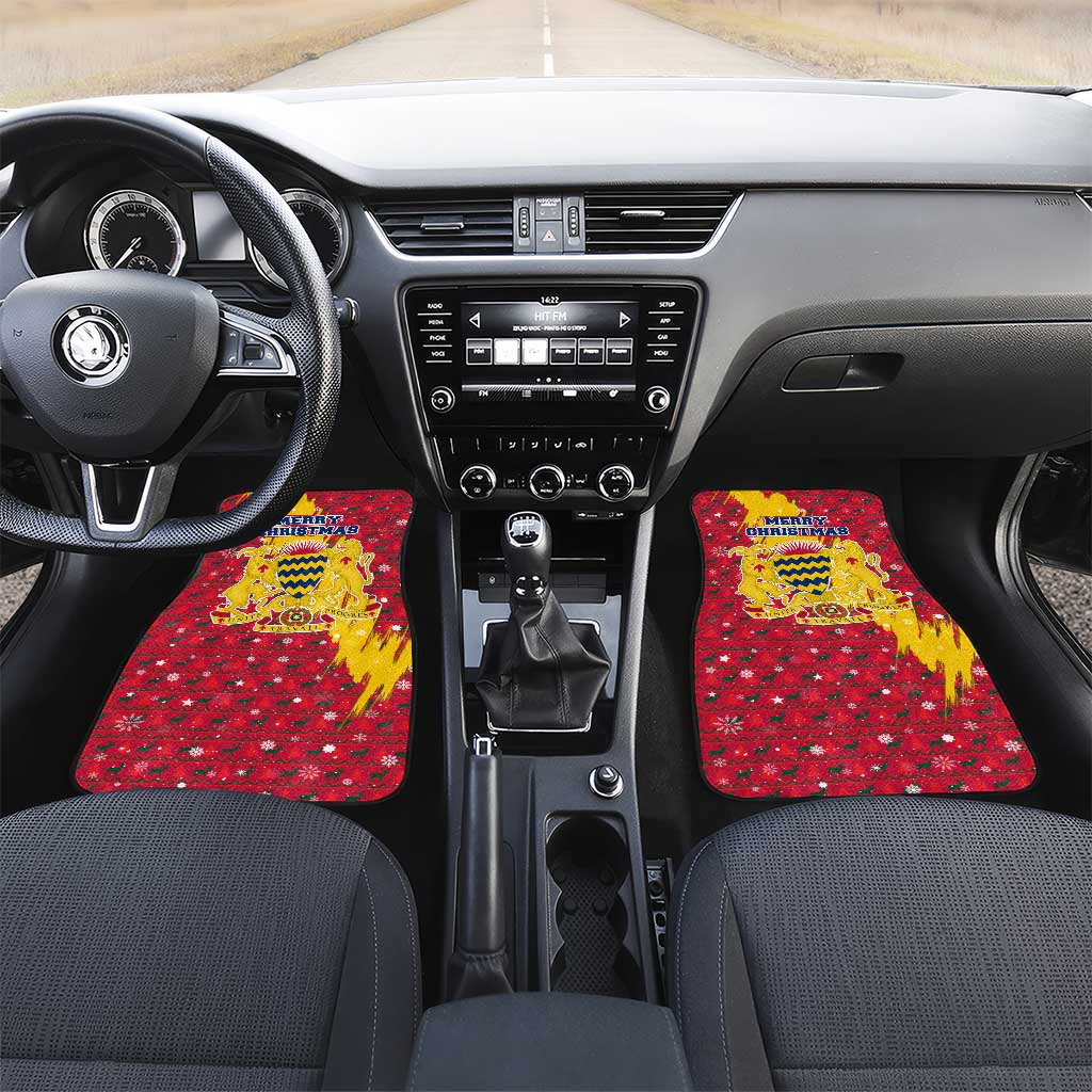Chad Christmas Car Mats National Coat of Arms and Snowflake Accents - African Pride
