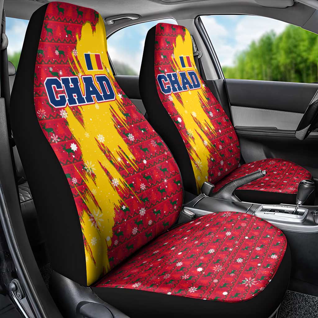 Chad Christmas Car Seat Cover National Coat of Arms and Snowflake Accents - African Pride