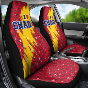 Chad Christmas Car Seat Cover National Coat of Arms and Snowflake Accents - African Pride