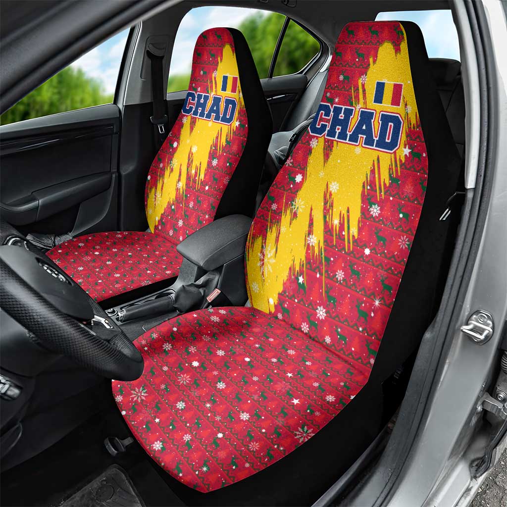 Chad Christmas Car Seat Cover National Coat of Arms and Snowflake Accents - African Pride