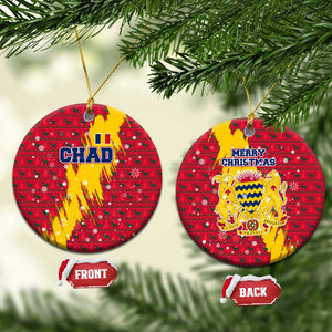 Chad Christmas Ceramic Ornament National Coat of Arms and Snowflake Accents - African Pride
