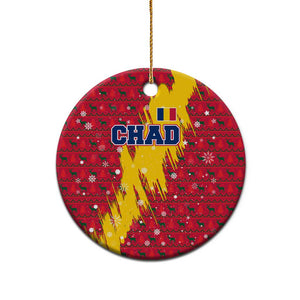 Chad Christmas Ceramic Ornament National Coat of Arms and Snowflake Accents - African Pride