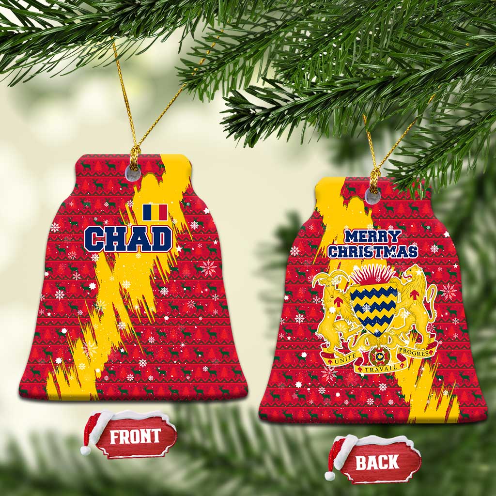 Chad Christmas Ceramic Ornament National Coat of Arms and Snowflake Accents - African Pride