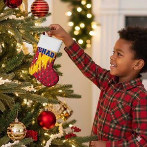 Chad Christmas Stocking National Coat of Arms and Snowflake Accents - African Pride