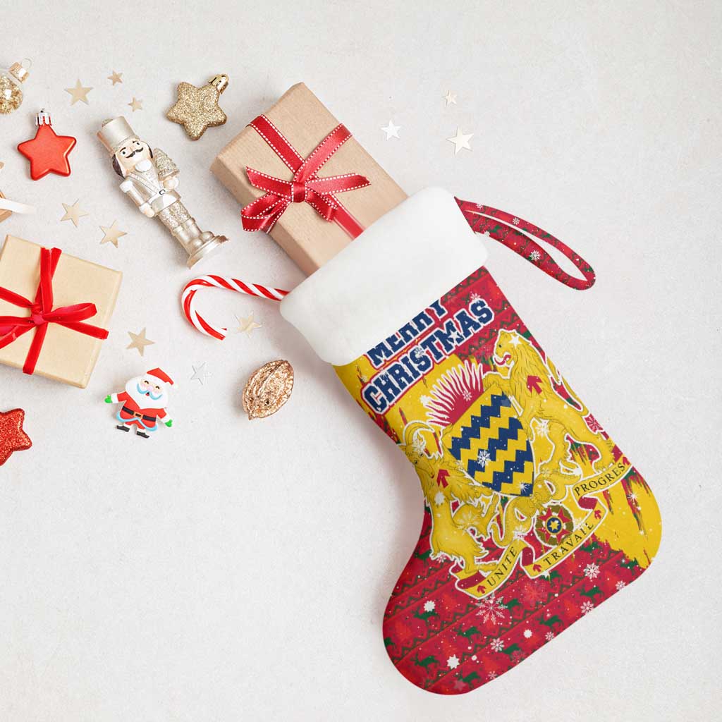 Chad Christmas Stocking National Coat of Arms and Snowflake Accents - African Pride