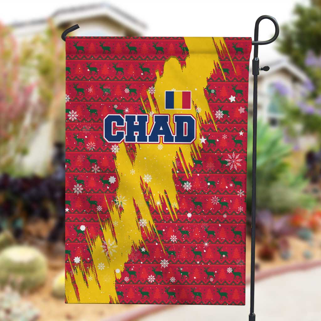 Chad Christmas Garden Flag National Coat of Arms and Snowflake Accents - African Pride