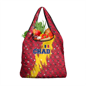 Chad Christmas Grocery Bag National Coat of Arms and Snowflake Accents - African Pride