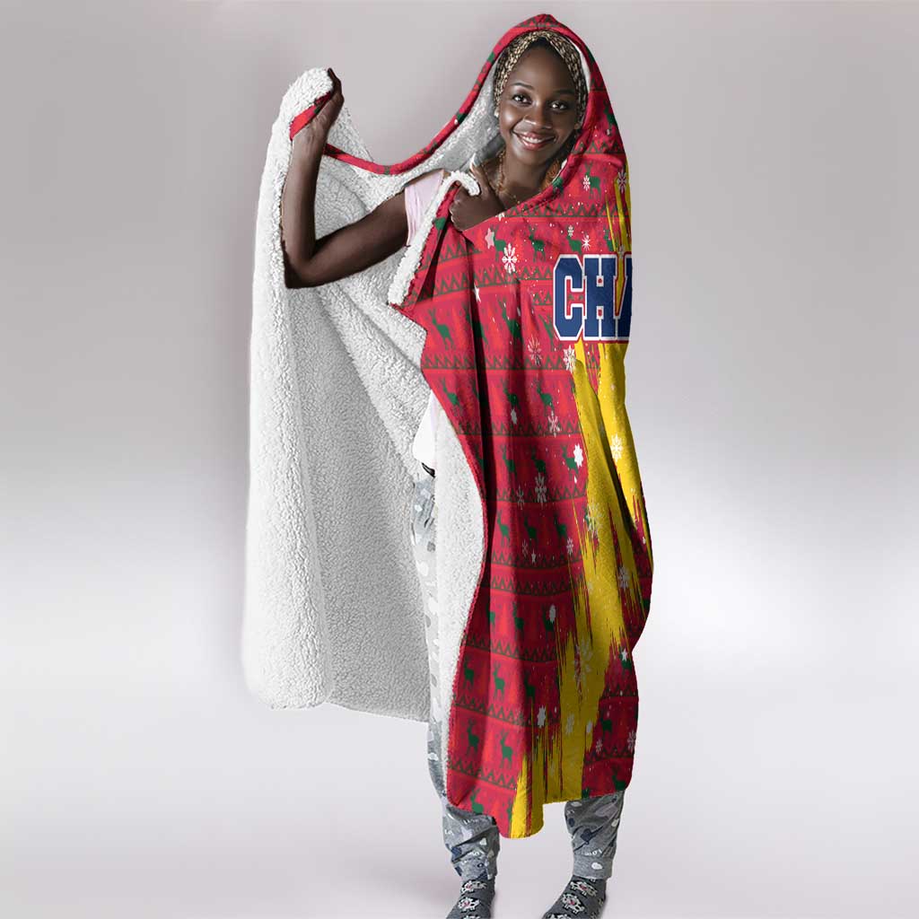 Chad Christmas Hooded Blanket National Coat of Arms and Snowflake Accents - African Pride