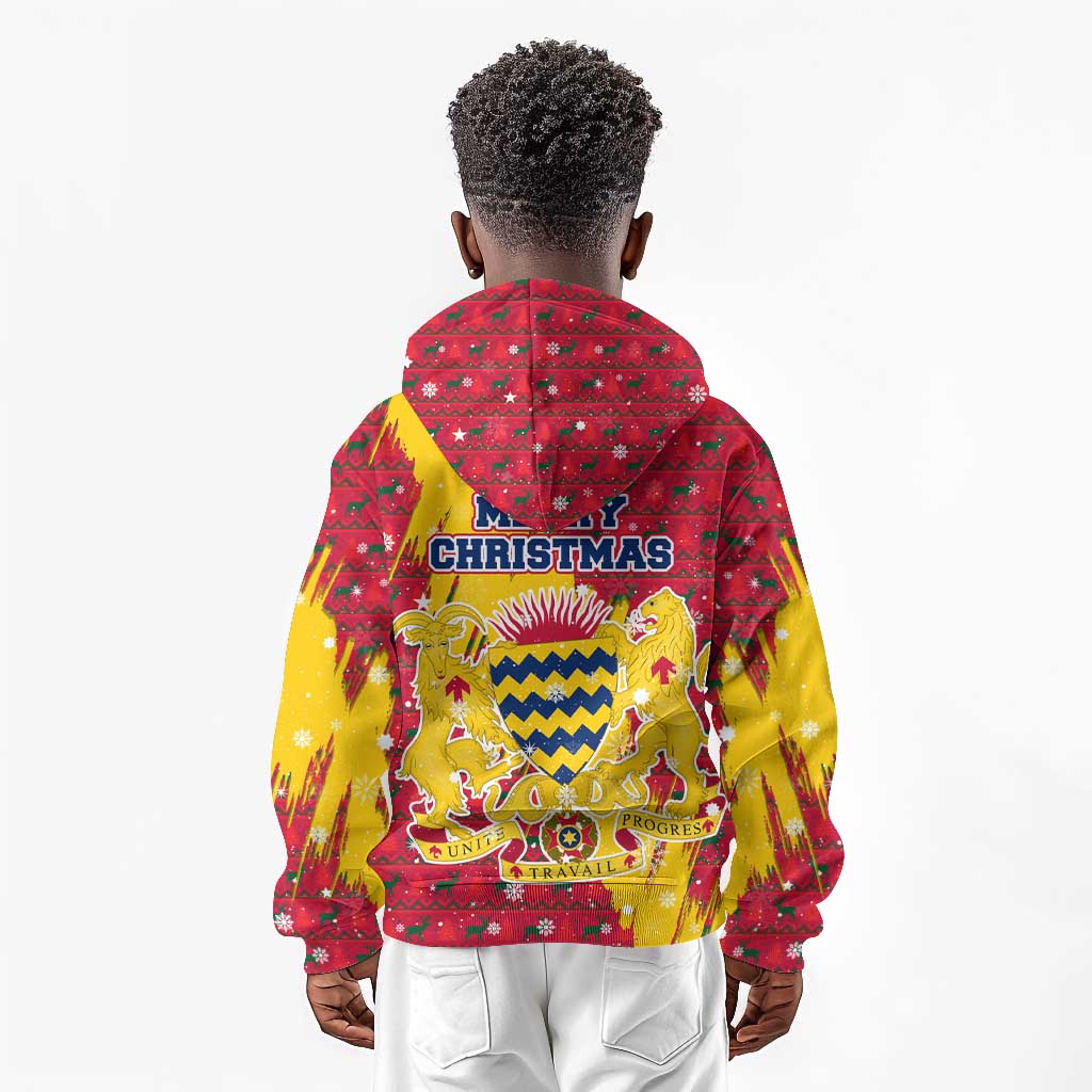 Chad Christmas Kid Hoodie National Coat of Arms and Snowflake Accents - African Pride