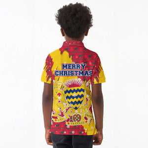 Chad Christmas Kid Polo Shirt National Coat of Arms and Snowflake Accents - African Pride