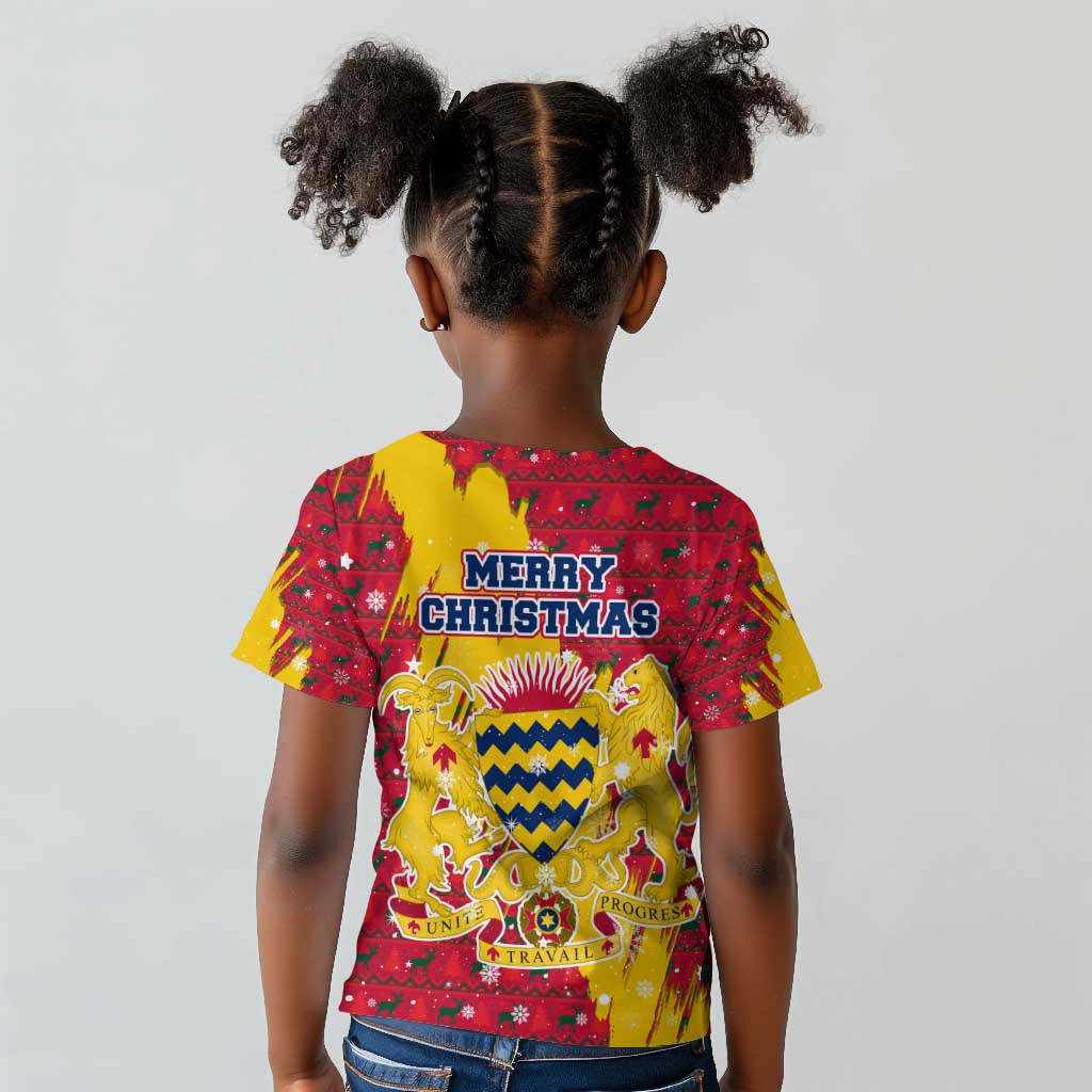 Chad Christmas Kid T shirt National Coat of Arms and Snowflake Accents - African Pride