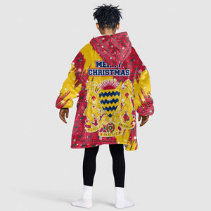 Chad Christmas Kid Wearable Blanket Hoodie National Coat of Arms and Snowflake Accents - African Pride