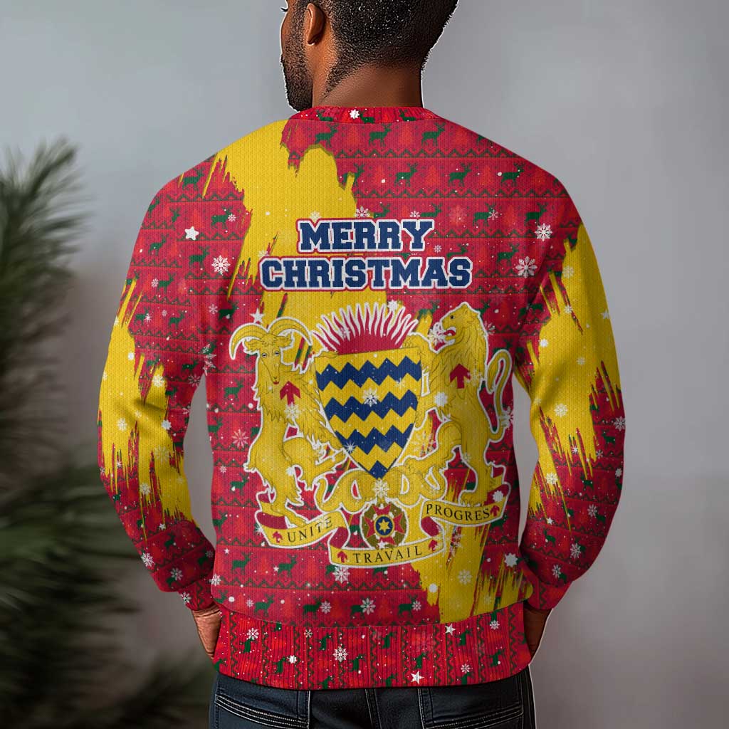 Chad Christmas Ugly Christmas Sweater National Coat of Arms and Snowflake Accents - African Pride