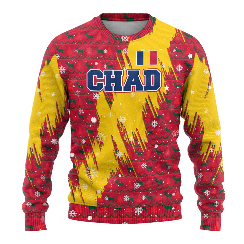 Chad Christmas Ugly Christmas Sweater National Coat of Arms and Snowflake Accents - African Pride