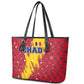 Chad Christmas Leather Tote Bag National Coat of Arms and Snowflake Accents - African Pride