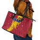 Chad Christmas Leather Tote Bag National Coat of Arms and Snowflake Accents - African Pride