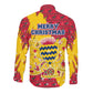 Chad Christmas Long Sleeve Button Shirt National Coat of Arms and Snowflake Accents - African Pride