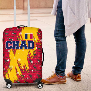 Chad Christmas Luggage Cover National Coat of Arms and Snowflake Accents - African Pride