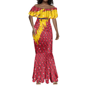 Chad Christmas Mermaid Dress National Coat of Arms and Snowflake Accents - African Pride