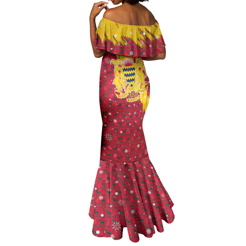 Chad Christmas Mermaid Dress National Coat of Arms and Snowflake Accents - African Pride