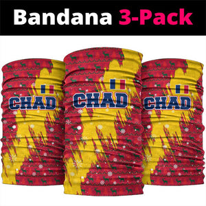 Chad Christmas Neck Gaiter National Coat of Arms and Snowflake Accents - African Pride