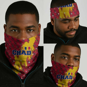 Chad Christmas Neck Gaiter National Coat of Arms and Snowflake Accents - African Pride